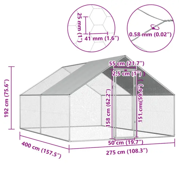 Avar kanapuur õuealale, tsingitud teras, 2,75 x 4 x 1,92 m, hall katus – 6