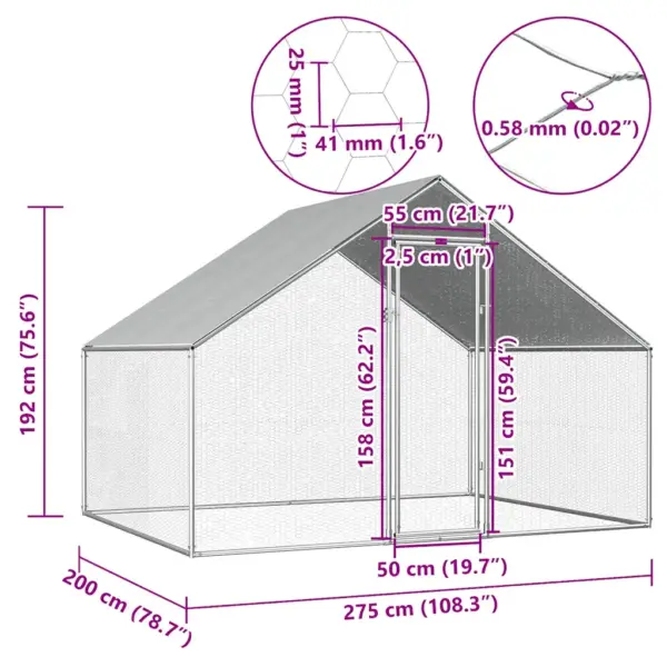 Kanapuur õuealaga, tsingitud teras, hall katus, 2,75 x 2 x 1,92 m – 6