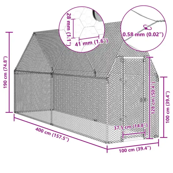 Kanapuur lukustatava uksega, hõbedane tsingitud teras, 400 x 100 x 190 cm – 11