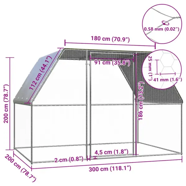 Kanapuur veekindla katuse ja lukuga uksega, hõbedane/hall, tsingitud teras, 3 x 2 x 2 m – 4