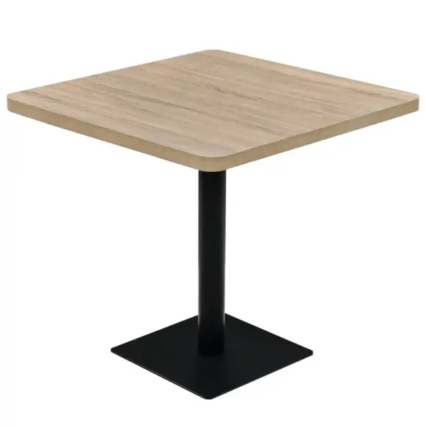 Kandiline bistroolaud tammevärvi MDF-plaadiga ja terasjalaga, 80 x 80 x 75 cm – 2