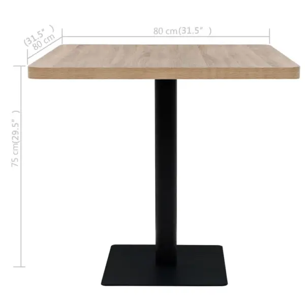 Kandiline bistroolaud tammevärvi MDF-plaadiga ja terasjalaga, 80 x 80 x 75 cm – 6