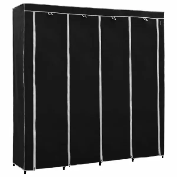 Kangaskattega garderoob 4 sektsiooniga, must, 175 x 45 x 170 cm - 2