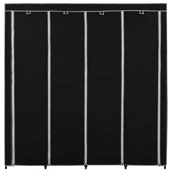 Kangaskattega garderoob 4 sektsiooniga, must, 175 x 45 x 170 cm - 4