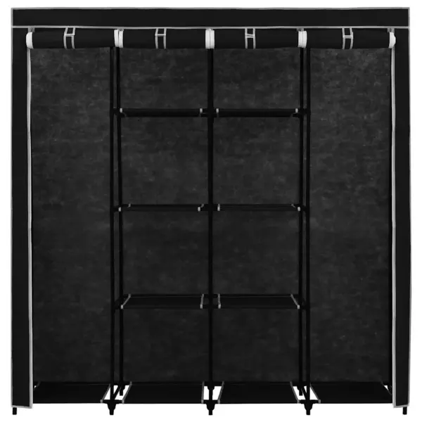 Kangaskattega garderoob 4 sektsiooniga, must, 175 x 45 x 170 cm - 5