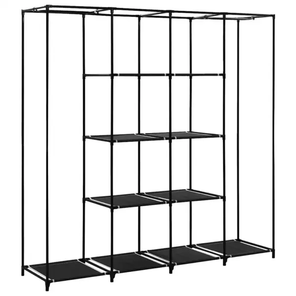 Kangaskattega garderoob 4 sektsiooniga, must, 175 x 45 x 170 cm - 7