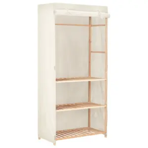 Kangast garderoob 3 tasandiga, valge, nulupuidust raam, 79 x 40 x 170 cm