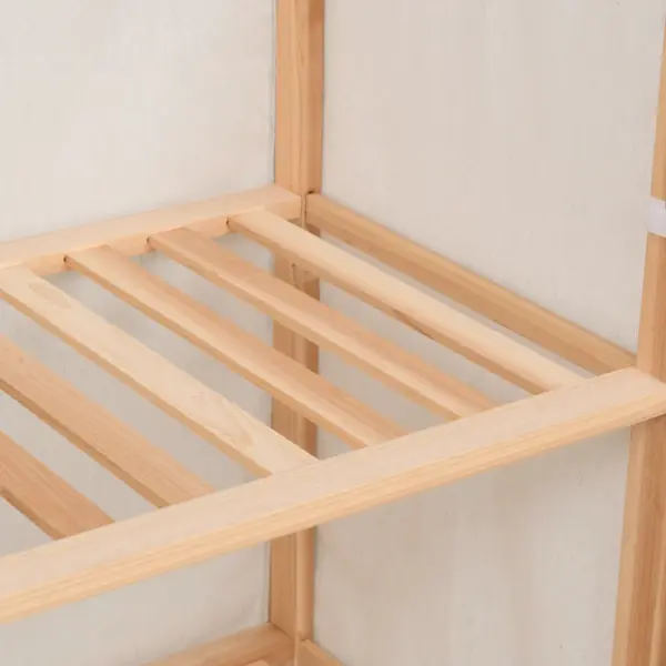 Kangast garderoob 3 tasandiga, valge, nulupuidust raam, 79 x 40 x 170 cm - 4