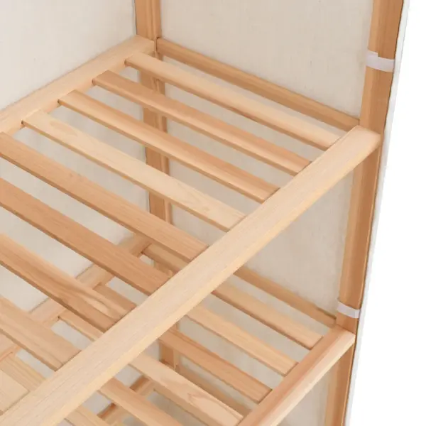 Kangast garderoob 3 tasandiga, valge, nulupuidust raam, 79 x 40 x 170 cm - 6
