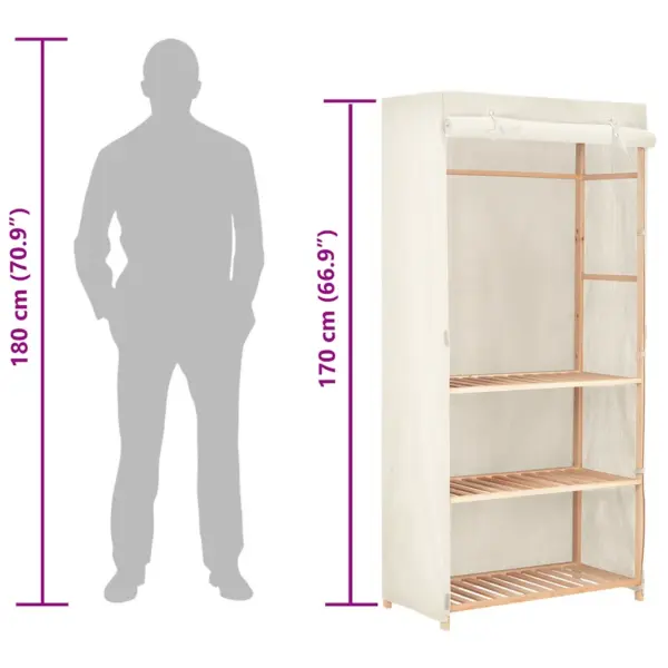 Kangast garderoob 3 tasandiga, valge, nulupuidust raam, 79 x 40 x 170 cm - 8