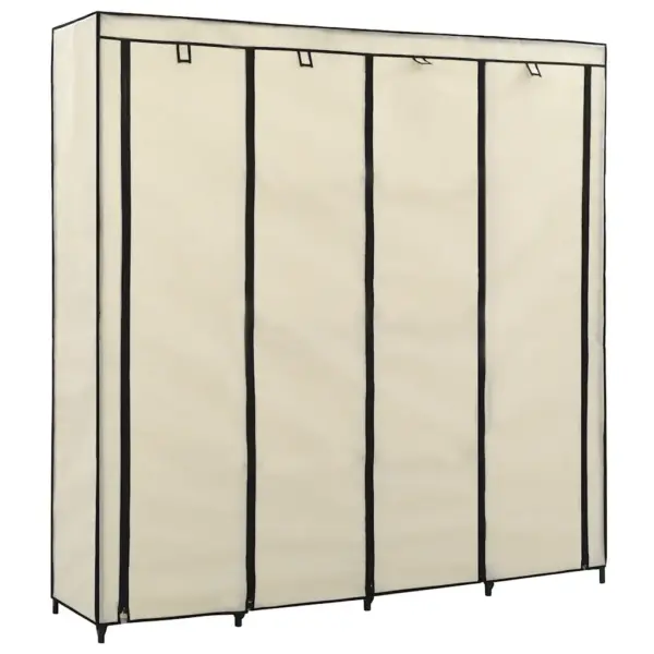 Kangast garderoob 4 sektsiooniga, kreemjasvalge, raudraamiga, 175 x 45 x 170 cm - 2
