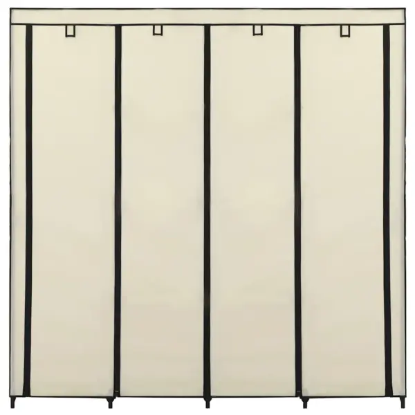 Kangast garderoob 4 sektsiooniga, kreemjasvalge, raudraamiga, 175 x 45 x 170 cm - 5