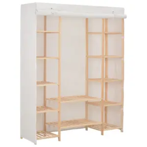 Kangast garderoob kuusepuidust raamiga, valge, 135 x 40 x 170 cm