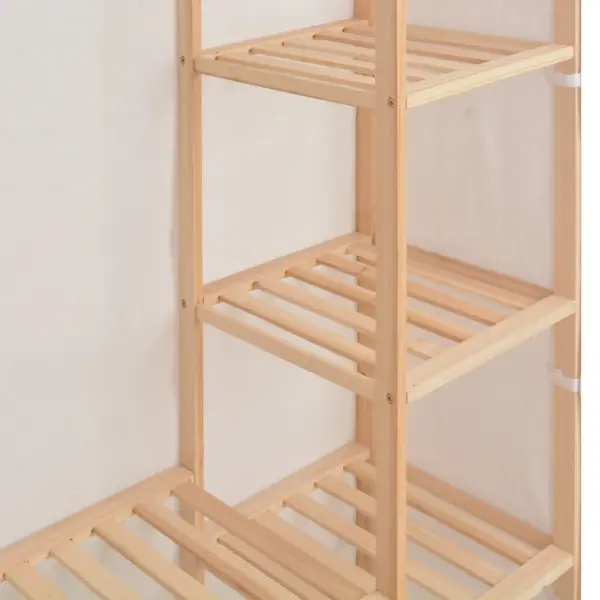 Kangast garderoob kuusepuidust raamiga, valge, 135 x 40 x 170 cm – 5