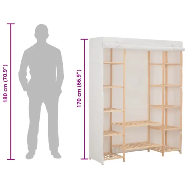 Kangast garderoob kuusepuidust raamiga, valge, 135 x 40 x 170 cm – 7