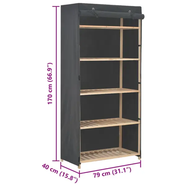 Kangast garderoob riiulite ja riputuspuuga, hall, 79 x 40 x 170 cm - 6