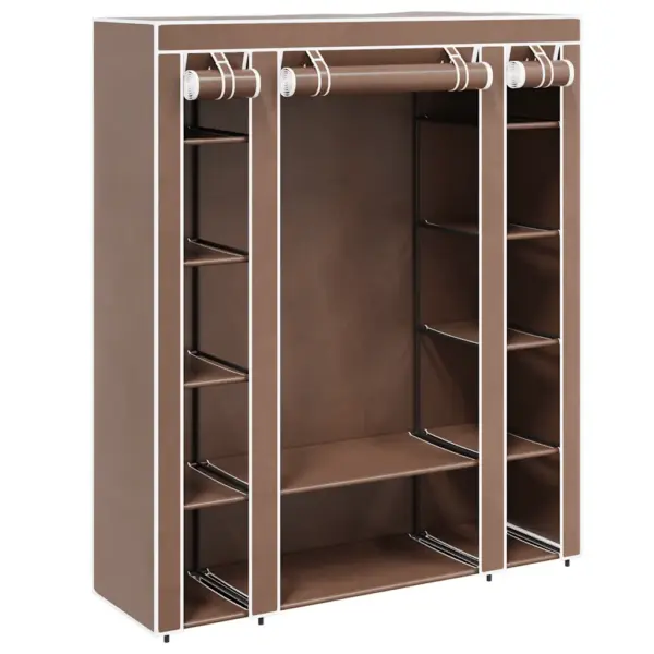Kangast garderoobikapp sektsioonide ja riputustorudega, pruun, 45 x 150 x 176 cm – 3