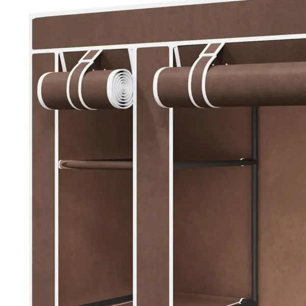 Kangast garderoobikapp sektsioonide ja riputustorudega, pruun, 45 x 150 x 176 cm – 7