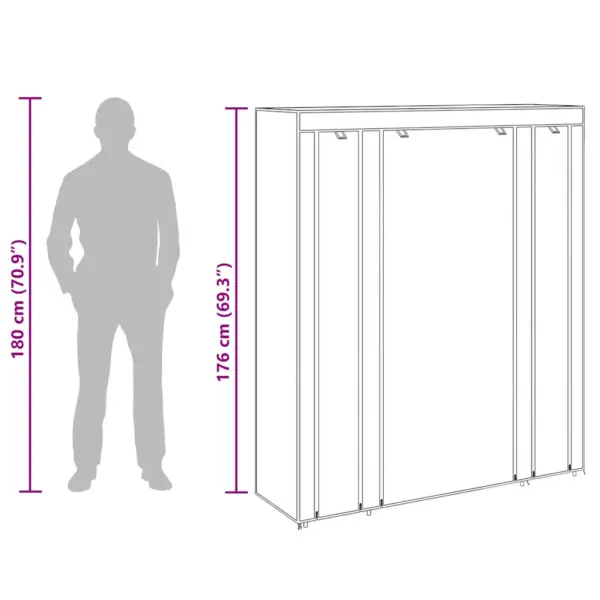 Kangast garderoobikapp sektsioonide ja riputustorudega, pruun, 45 x 150 x 176 cm – 10