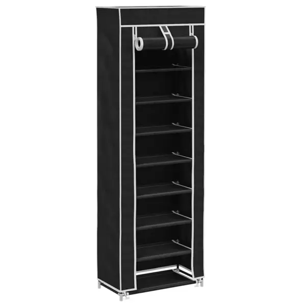 Kangast jalatsikapp lukkudega kattega, 8 riiulit, must, 57 x 29 x 162 cm – 3