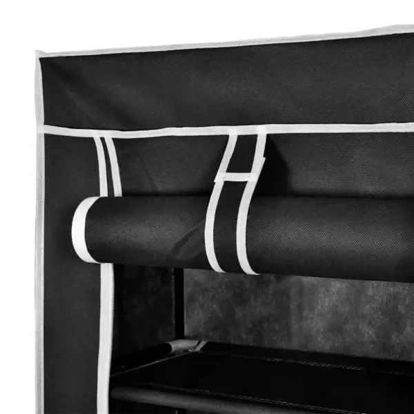 Kangast jalatsikapp lukkudega kattega, 8 riiulit, must, 57 x 29 x 162 cm – 7