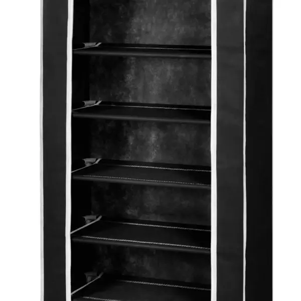Kangast jalatsikapp lukkudega kattega, 8 riiulit, must, 57 x 29 x 162 cm – 8