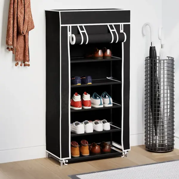 5 riiuliga kangast kingakapp, must, 58 x 28 x 106 cm – 3