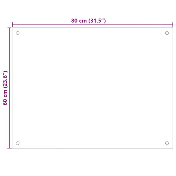 Karastatud klaasist köögi pritsmekaitse, läbipaistev, 80 x 60 cm, 6 mm – 10