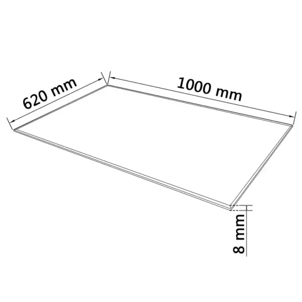 8 mm paksune karastatud klaasist lauaplaat, ristkülik, läbipaistev, 100 x 62 cm – 4