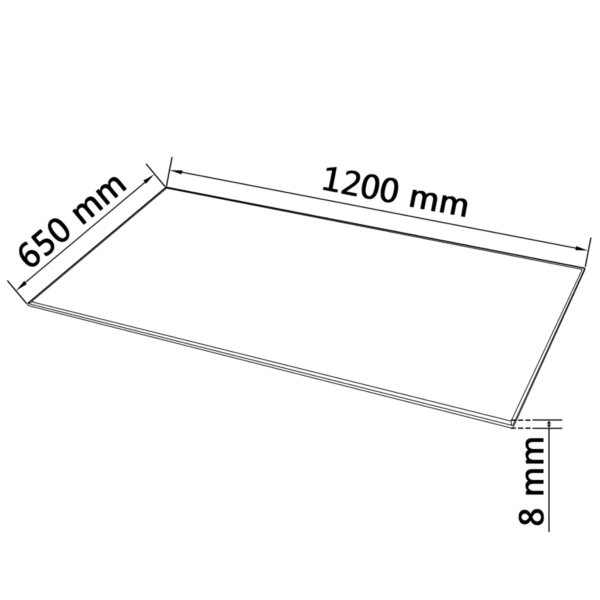 Ristkülikukujuline karastatud klaasist lauaplaat, läbipaistev, 120 x 65 cm, 8 mm – 4