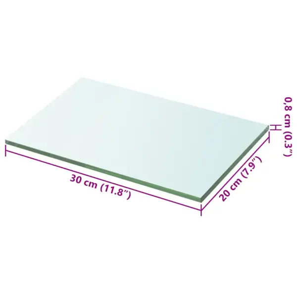 Karastatud klaasist riiuliplaat, läbipaistev, 20 x 30 cm, 8 mm, kandevõime 15 kg – 3