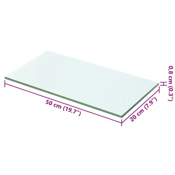 Karastatud klaasist riiuliplaat, läbipaistev, 50 x 20 cm, 8 mm, kandevõime 15 kg – 3