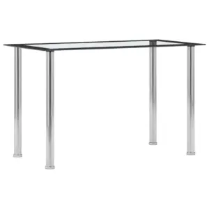 Karastatud klaasist söögilaud roostevaba terasraamiga, must ja läbipaistev, 120 x 60 x 75 cm