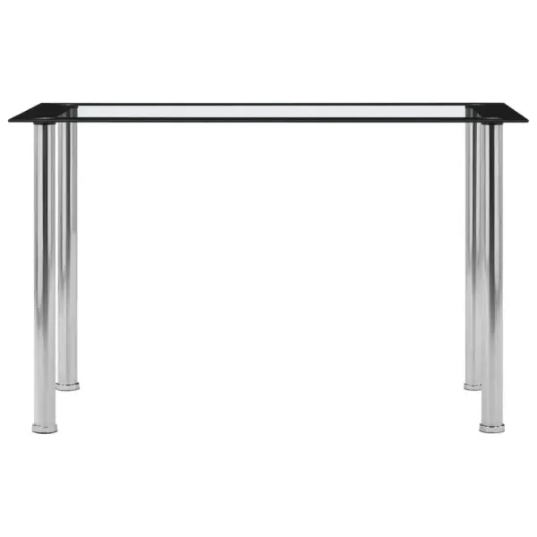 Karastatud klaasist söögilaud roostevaba terasraamiga, must ja läbipaistev, 120 x 60 x 75 cm - 2