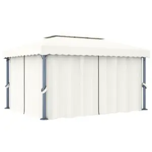 Kardinatega aiapaviljon 4 x 3 m, kreemjasvalge, alumiiniumraam