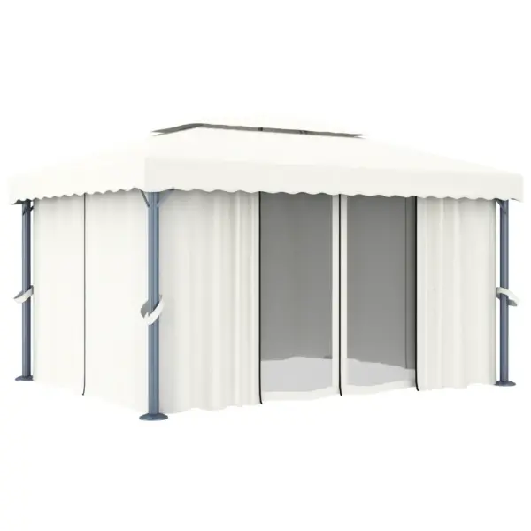 Kardinatega aiapaviljon 4 x 3 m, kreemjasvalge, alumiiniumraam – 2