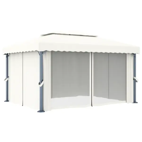 Kardinatega aiapaviljon 4 x 3 m, kreemjasvalge, alumiiniumraam – 3