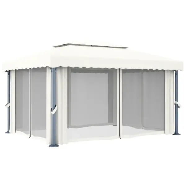 Kardinatega aiapaviljon 4 x 3 m, kreemjasvalge, alumiiniumraam – 4