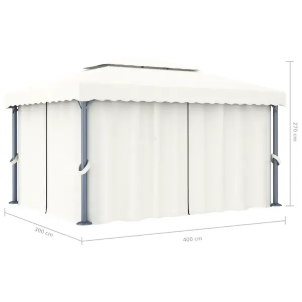 Kardinatega aiapaviljon 4 x 3 m, kreemjasvalge, alumiiniumraam – 7