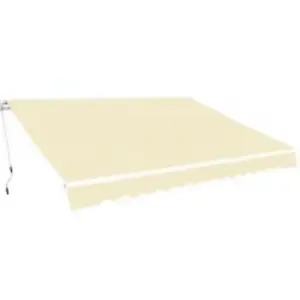 Kokkupandav käsitsi avatav seinale kinnitatav varikatus, 600 x 300 cm, kreemjasvalge