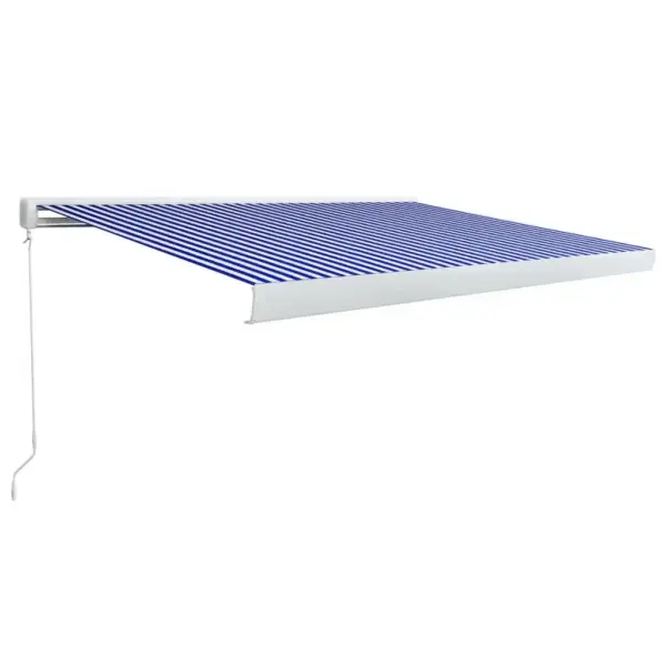 Käsitsi avatav terrassimarkiis alumiiniumraamiga, 400 x 300 cm, sinine-valge - 2
