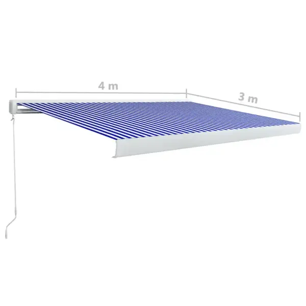 Käsitsi avatav terrassimarkiis alumiiniumraamiga, 400 x 300 cm, sinine-valge - 7