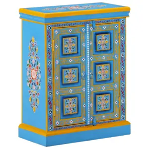 Käsitsi maalitud mangopuidust kummutkapp, türkiissinine, 60 x 30 x 78 cm