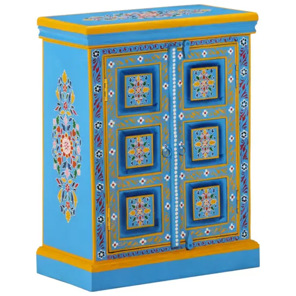Käsitsi maalitud mangopuidust kummutkapp, türkiissinine, 60 x 30 x 78 cm - 11