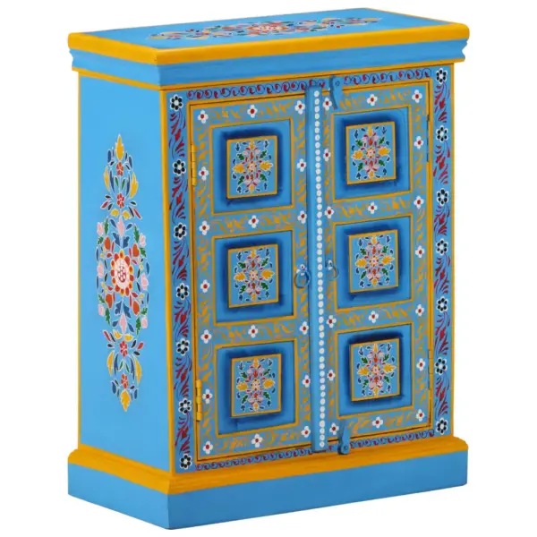 Käsitsi maalitud mangopuidust kummutkapp, türkiissinine, 60 x 30 x 78 cm - 12