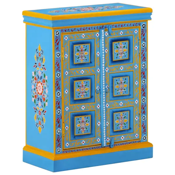 Käsitsi maalitud mangopuidust kummutkapp, türkiissinine, 60 x 30 x 78 cm - 13