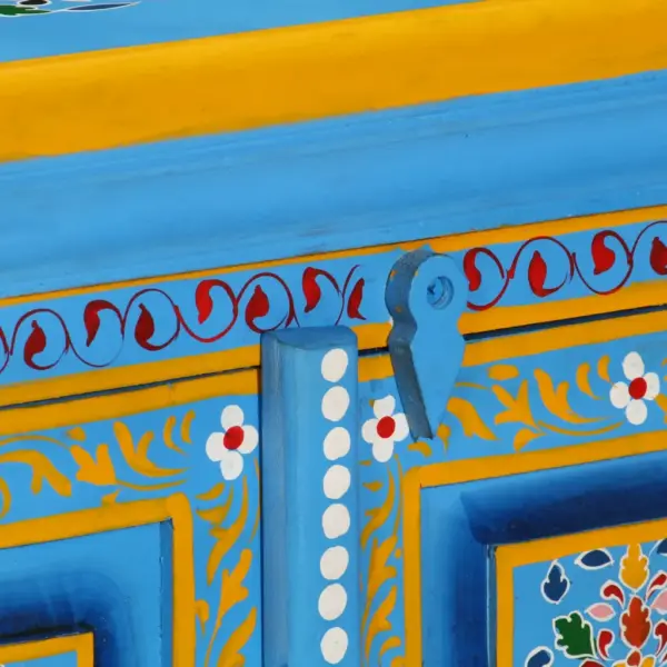 Käsitsi maalitud mangopuidust kummutkapp, türkiissinine, 60 x 30 x 78 cm - 8