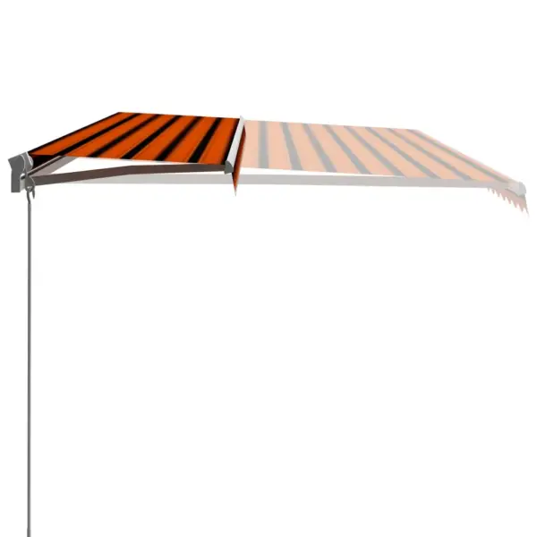 Käsitsi sissetõmmatav terrassimarkiis, 600 x 300 cm, oranž-pruun kangas, valge alumiiniumraam – 4