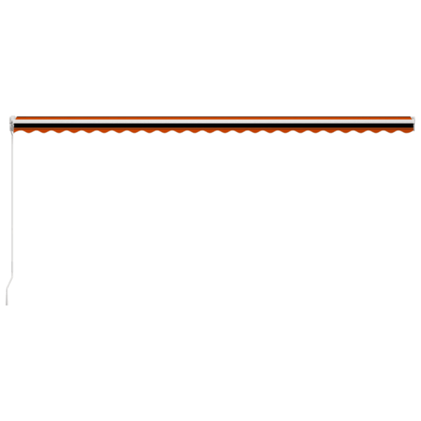 Käsitsi sissetõmmatav terrassimarkiis, 600 x 300 cm, oranž-pruun kangas, valge alumiiniumraam – 5