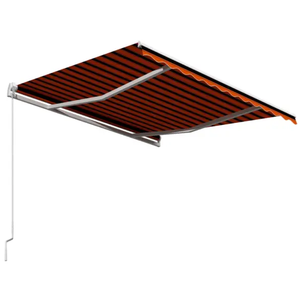 Käsitsi sissetõmmatav terrassivarikatus, oranž-pruun kangas, valge raam, 300 x 250 cm - 4
